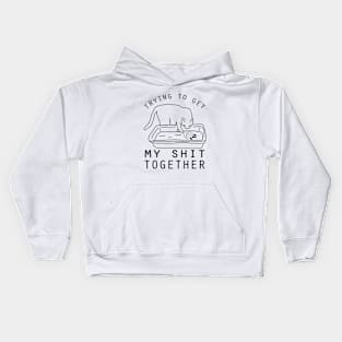 Trying to Get It Together -  Funny Cat Litter Kids Hoodie